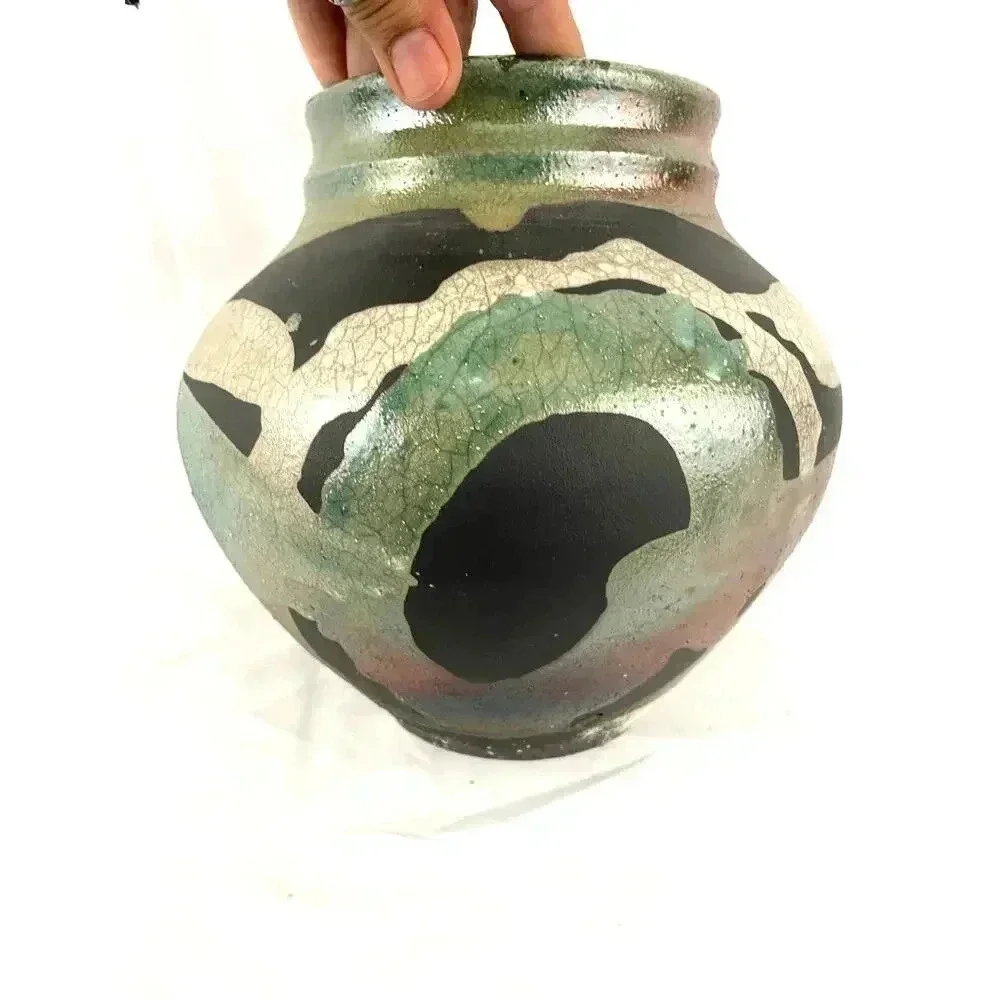 VTG Pottery Vase Abstract‎ Handmade Art Unique 7.5